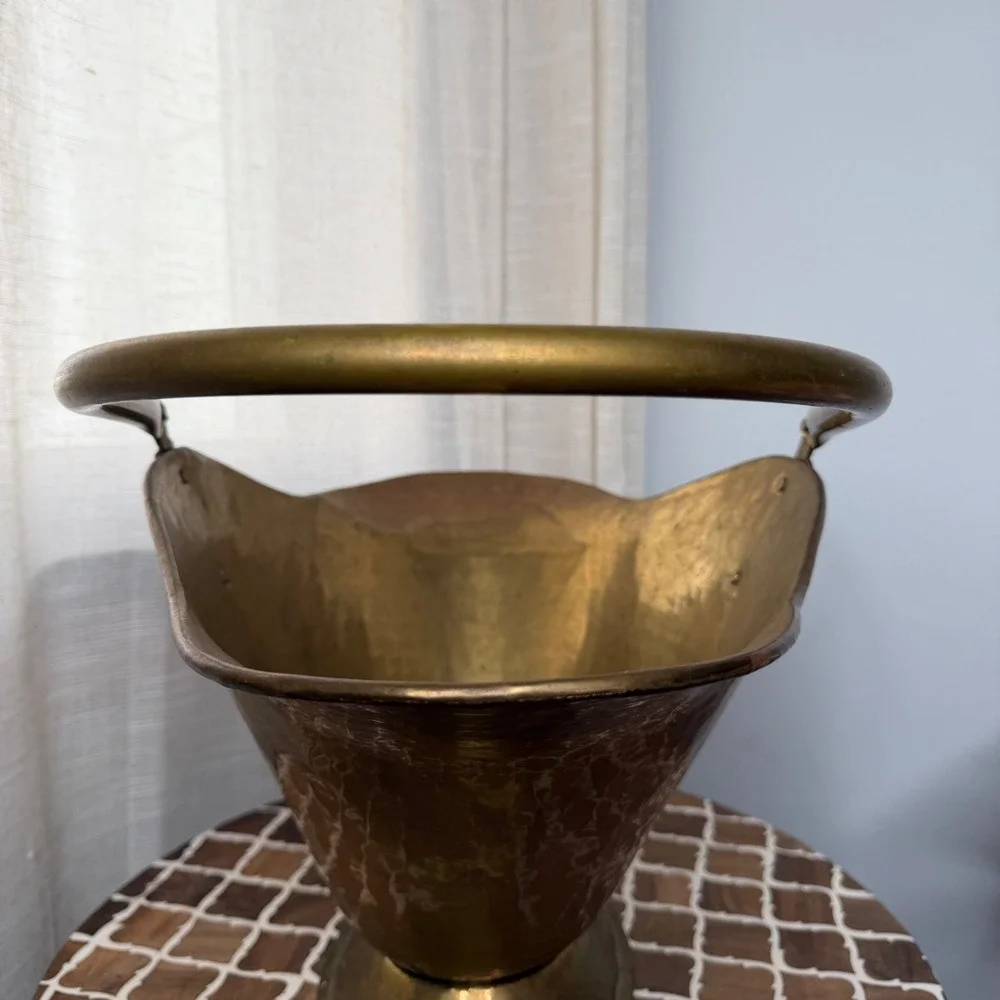 Vintage Hammered Brass Lion Head Coal Scuttle Bucket‎ Basket 19